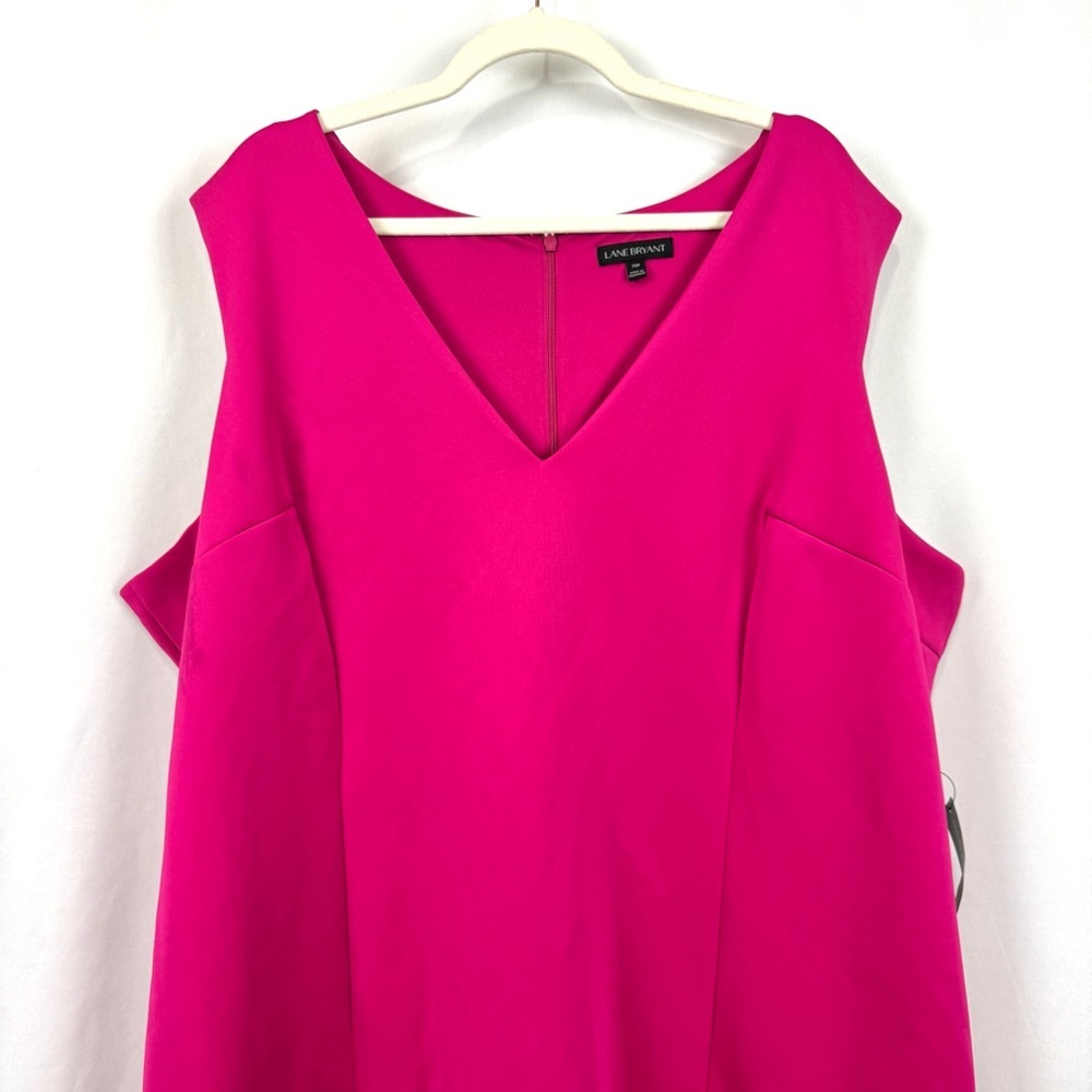 Lane Bryant Sz 26p Pink Sleeveless Ruffled Hem Sheath Dress V-Neck Romantic Sexy - Picture 3 of 13